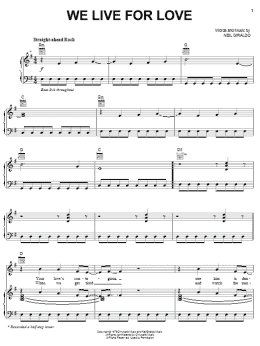 page one of We Live For Love (Piano, Vocal & Guitar Chords (Right-Hand Melody))