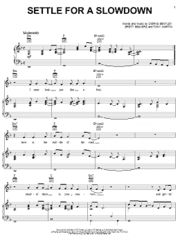 page one of Settle For A Slowdown (Piano, Vocal & Guitar Chords (Right-Hand Melody))