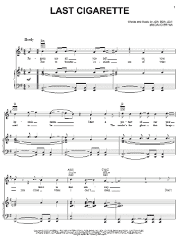 page one of Last Cigarette (Piano, Vocal & Guitar Chords (Right-Hand Melody))