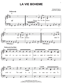 page one of La Vie Boheme (from Rent) (Easy Piano)