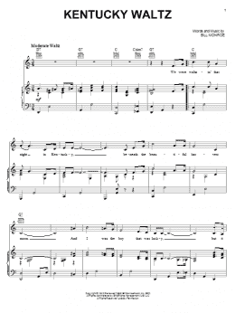page one of Kentucky Waltz (Piano, Vocal & Guitar Chords (Right-Hand Melody))
