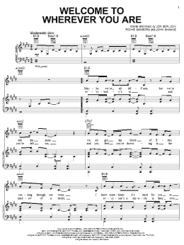 page one of Welcome To Wherever You Are (Piano, Vocal & Guitar Chords (Right-Hand Melody))