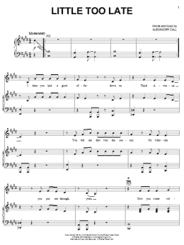 page one of Little Too Late (Piano, Vocal & Guitar Chords (Right-Hand Melody))