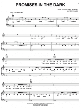 page one of Promises In The Dark (Piano, Vocal & Guitar Chords (Right-Hand Melody))