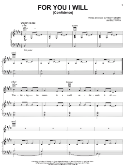 page one of For You I Will (Confidence) (Piano, Vocal & Guitar Chords (Right-Hand Melody))