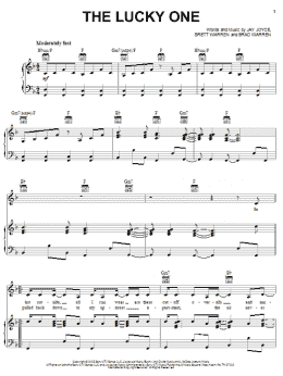 page one of The Lucky One (Piano, Vocal & Guitar Chords (Right-Hand Melody))