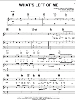 page one of What's Left Of Me (Piano, Vocal & Guitar Chords (Right-Hand Melody))