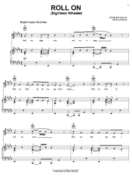 page one of Roll On (Eighteen Wheeler) (Piano, Vocal & Guitar Chords (Right-Hand Melody))
