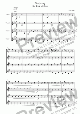 page one of PIZZIPEEZY - for violin quartet