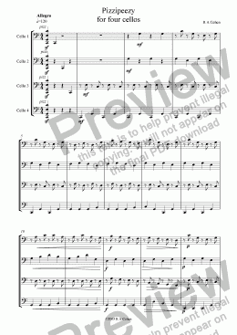 page one of PIZZIPEEZY - for cello quartet