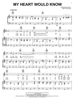 page one of My Heart Would Know (Piano, Vocal & Guitar Chords (Right-Hand Melody))
