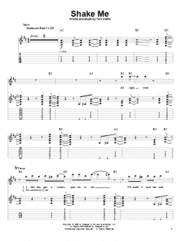 page one of Shake Me (Guitar Tab (Single Guitar))