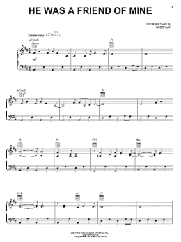 page one of He Was A Friend Of Mine (Piano, Vocal & Guitar Chords (Right-Hand Melody))
