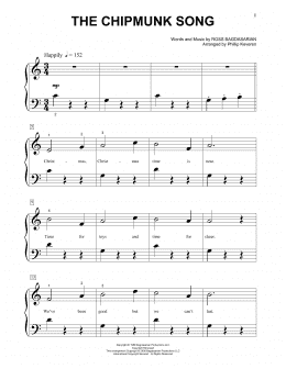 page one of The Chipmunk Song (arr. Phillip Keveren) (Beginning Piano Solo)