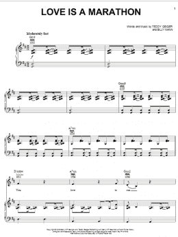 page one of Love Is A Marathon (Piano, Vocal & Guitar Chords (Right-Hand Melody))