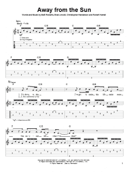page one of Away From The Sun (Guitar Tab (Single Guitar))