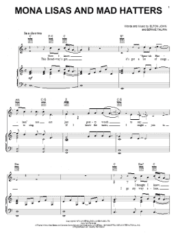 page one of Mona Lisas And Mad Hatters (Piano, Vocal & Guitar Chords (Right-Hand Melody))