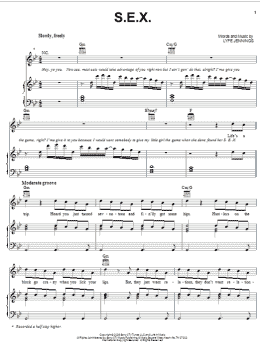 page one of S.E.X. (Piano, Vocal & Guitar Chords (Right-Hand Melody))