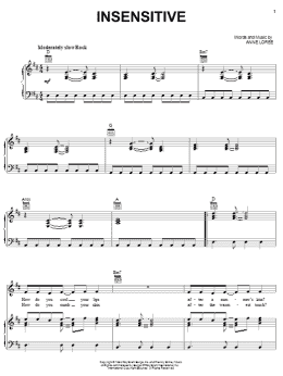 page one of Insensitive (Piano, Vocal & Guitar Chords (Right-Hand Melody))
