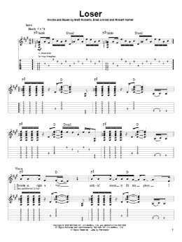 page one of Loser (Guitar Tab (Single Guitar))