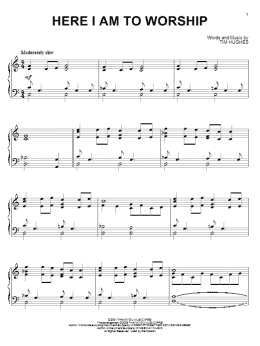 page one of Here I Am To Worship (Piano Solo)