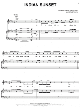 page one of Indian Sunset (Piano, Vocal & Guitar Chords (Right-Hand Melody))