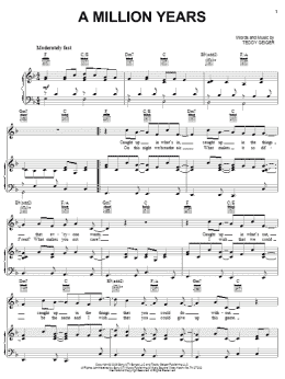 page one of A Million Years (Piano, Vocal & Guitar Chords (Right-Hand Melody))