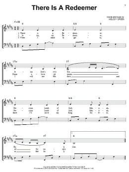 page one of There Is A Redeemer (Piano, Vocal & Guitar Chords (Right-Hand Melody))