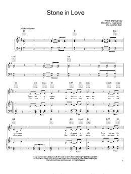 page one of Stone In Love (Piano, Vocal & Guitar Chords (Right-Hand Melody))