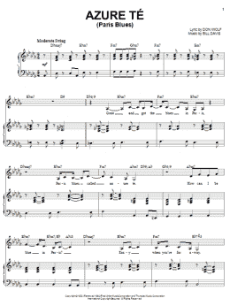 page one of Azure-Te (Paris Blues) (Piano, Vocal & Guitar Chords (Right-Hand Melody))