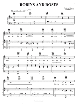 page one of Robins And Roses (Piano, Vocal & Guitar Chords (Right-Hand Melody))