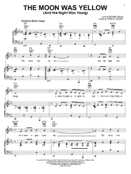 page one of The Moon Was Yellow (And The Night Was Young) (Piano, Vocal & Guitar Chords (Right-Hand Melody))