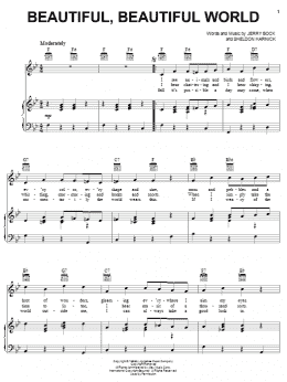 page one of Beautiful, Beautiful World (from The Apple Tree) (Piano, Vocal & Guitar Chords (Right-Hand Melody))