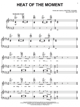 page one of Heat Of The Moment (Piano, Vocal & Guitar Chords (Right-Hand Melody))