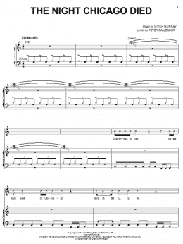 page one of The Night Chicago Died (Piano, Vocal & Guitar Chords (Right-Hand Melody))
