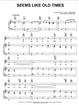 page one of Seems Like Old Times (Piano, Vocal & Guitar Chords (Right-Hand Melody))