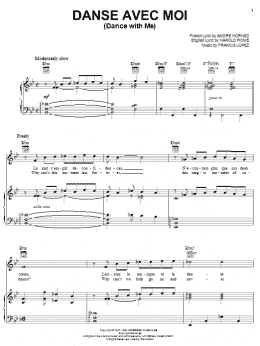 page one of Danse Avec Moi (Piano, Vocal & Guitar Chords (Right-Hand Melody))