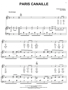 page one of Paris Canaille (Piano, Vocal & Guitar Chords (Right-Hand Melody))
