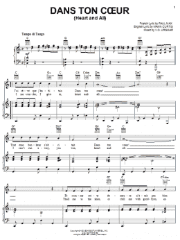 page one of Dans Ton Coeur (Heart And All) (Piano, Vocal & Guitar Chords (Right-Hand Melody))