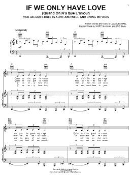 page one of If We Only Have Love (Quand On N'a Que L'amour) (Piano, Vocal & Guitar Chords (Right-Hand Melody))