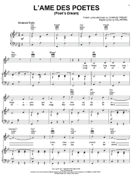 page one of L'ame Des Poetes (Poet's Dream) (Piano, Vocal & Guitar Chords (Right-Hand Melody))
