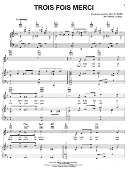 page one of Trois Fois Merci (Piano, Vocal & Guitar Chords (Right-Hand Melody))