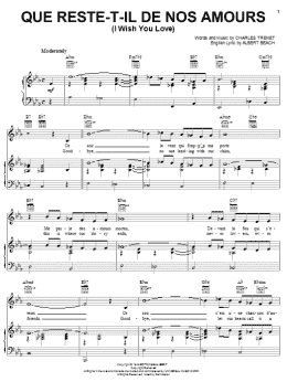 page one of Que Reste-T-Il De Nos Amours (I Wish You Love) (Piano, Vocal & Guitar Chords (Right-Hand Melody))