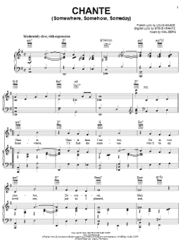 page one of Chante (Somewhere, Somehow, Someday) (Piano, Vocal & Guitar Chords (Right-Hand Melody))