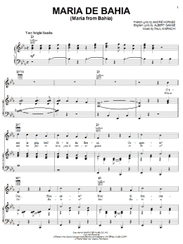 page one of Maria De Bahia (Maria From Bahia) (Piano, Vocal & Guitar Chords (Right-Hand Melody))