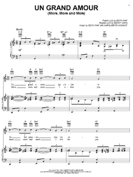page one of Un Grand Amour (More, More & More) (Piano, Vocal & Guitar Chords (Right-Hand Melody))