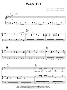 page one of Wasted (Piano, Vocal & Guitar Chords (Right-Hand Melody))