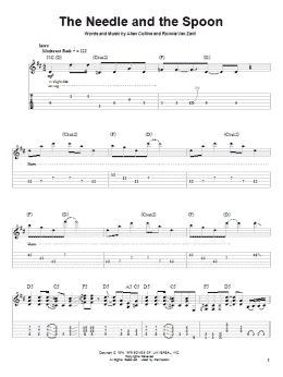 page one of The Needle And The Spoon (Guitar Tab (Single Guitar))