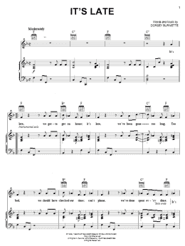 page one of It's Late (Piano, Vocal & Guitar Chords (Right-Hand Melody))