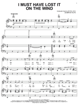 page one of I Must Have Lost It On The Wind (Piano, Vocal & Guitar Chords (Right-Hand Melody))